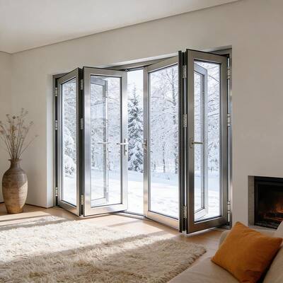 Buen precio Puerta plegable de aluminio OEM, puerta de vidrio corrediza exterior de 5 mm y 20 mm en línea