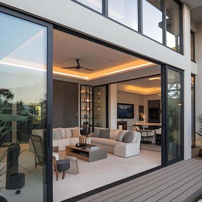 ราคาดี หนักงานสวนอะลูมิเนียมประตูเลื่อนแก้วอะลูมิเนียม Bifold Patio ประตูสําหรับกลางแจ้ง ออนไลน์